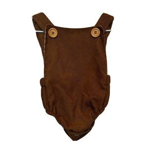 Bailey's Blossoms Romper 3-6 Months Corduroy Overalls Brown Baby Boy Girl Snaps